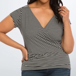 NWT Torrid Black White Striped Surplice Neck Top